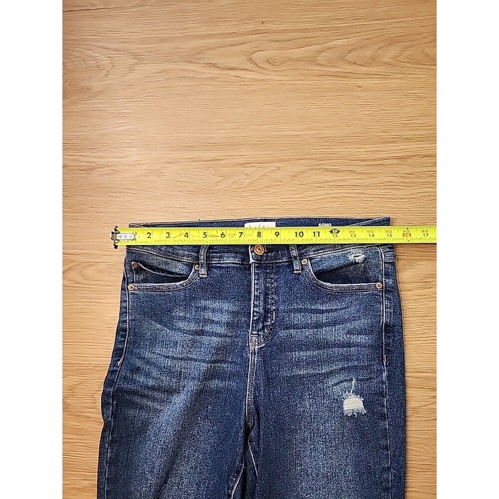 Nicole Miller Jeans Size 4 Soho High Rise Skinny Crop Blue Stretch Raw Hem 30x26 - Picture 5 of 13